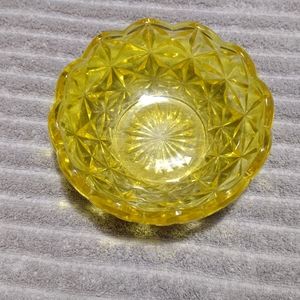 1950s heavy leaded amber colored glass candy dish